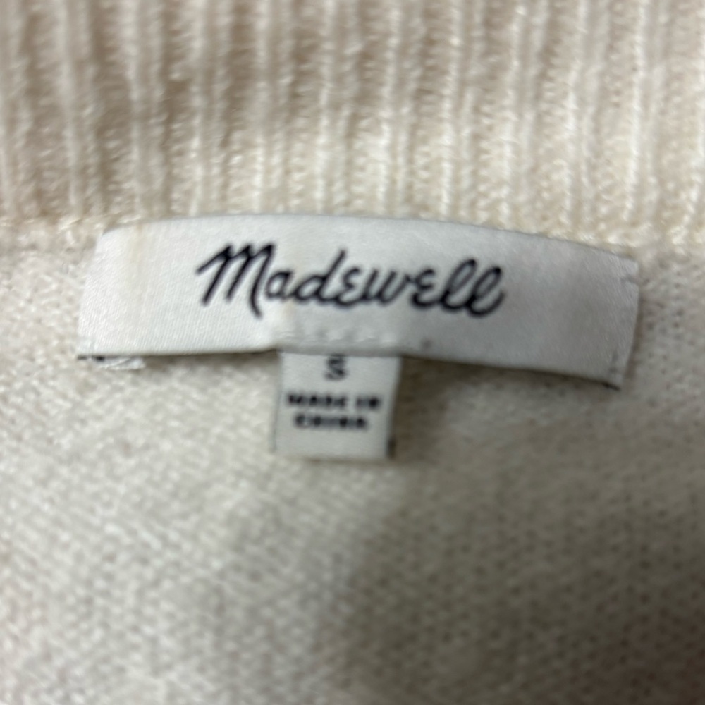 Madewell Ivory Cream 3D Dot Bobble Sweater Merino Wool Blend Size S - Picture 3 of 5